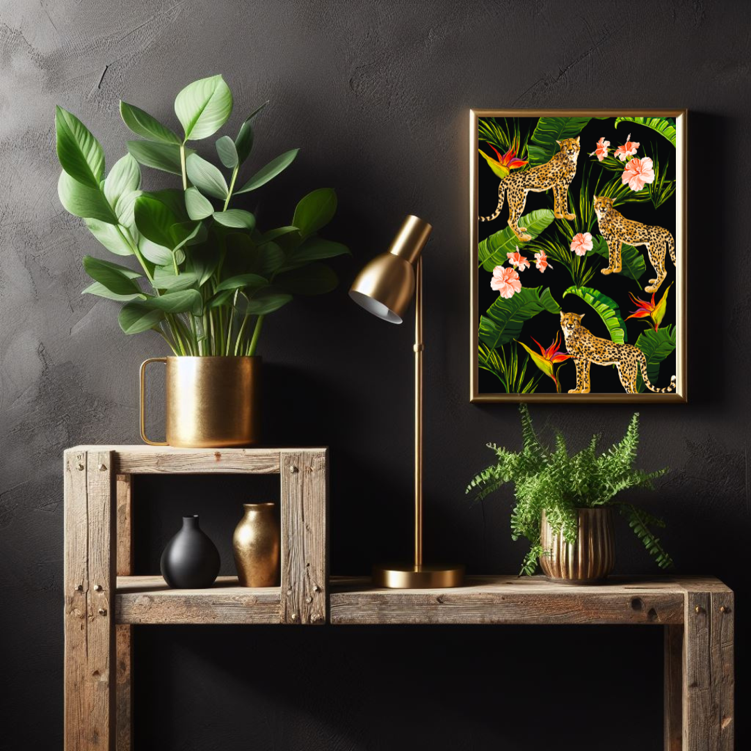 Jungle Majesty – Leopard Maximalist Print on Black