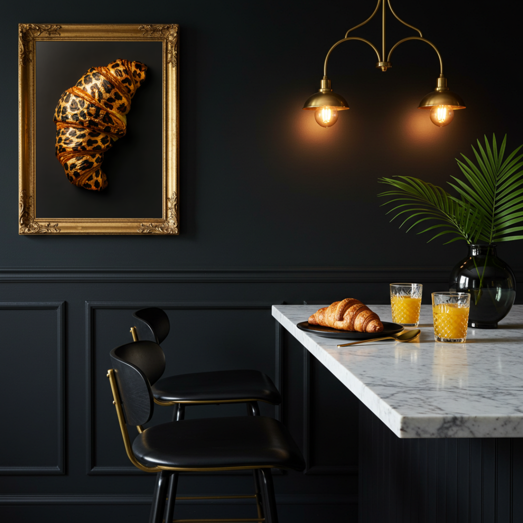 Croissant Chic β Leopard Print Pastry Wall Art