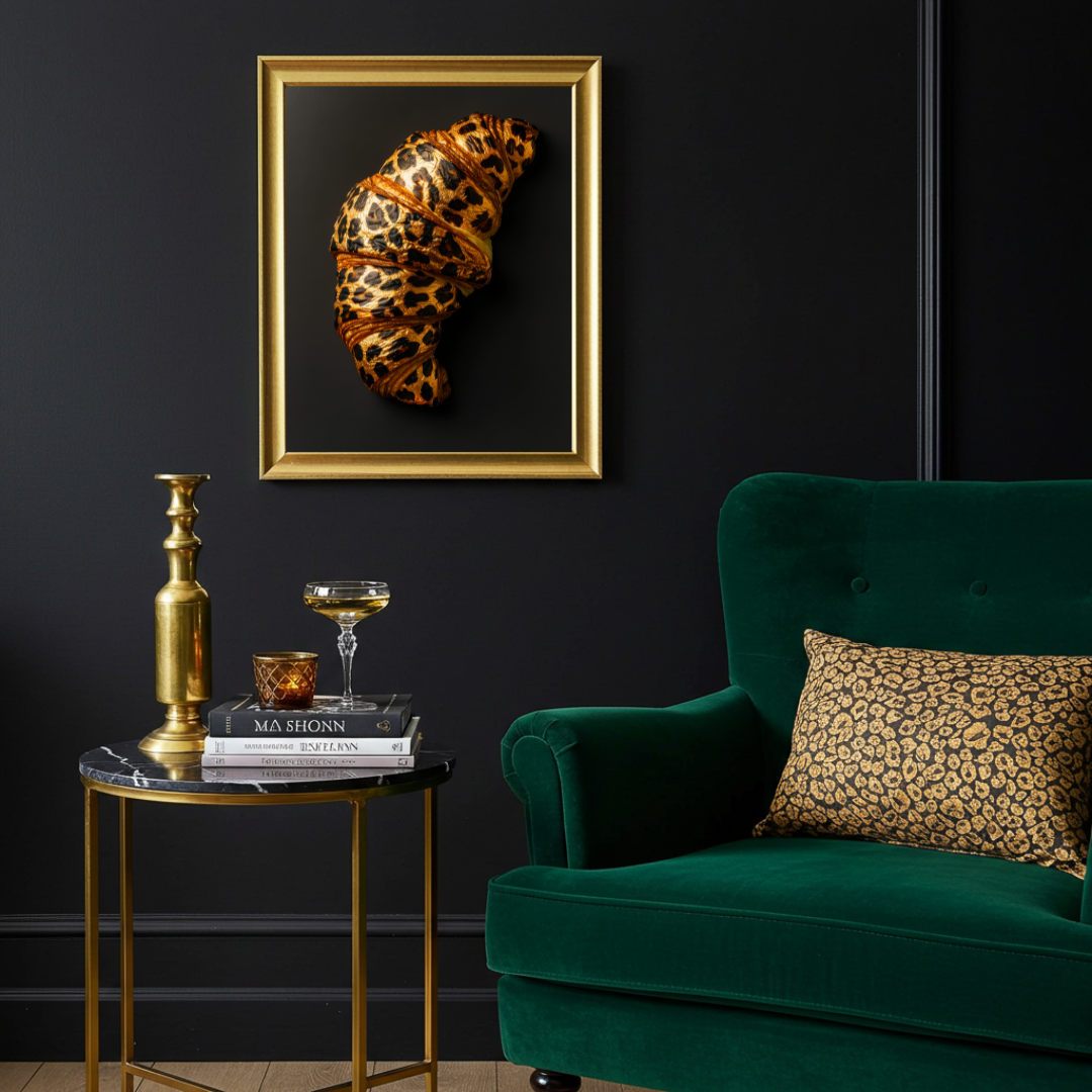 Croissant Chic β Leopard Print Pastry Wall Art