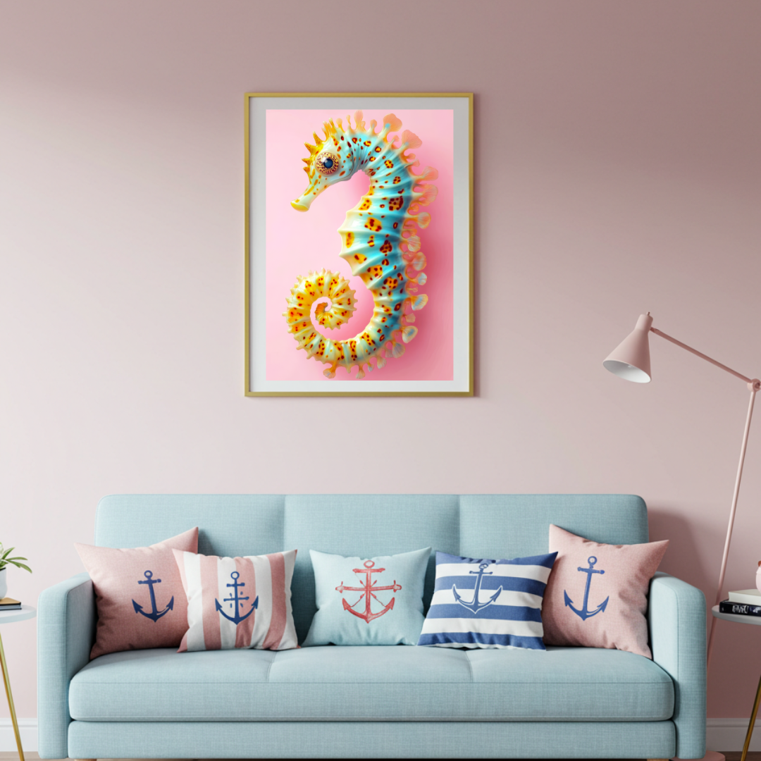 Leopard Print Seahorse Wall Art – Playful Coastal Decor