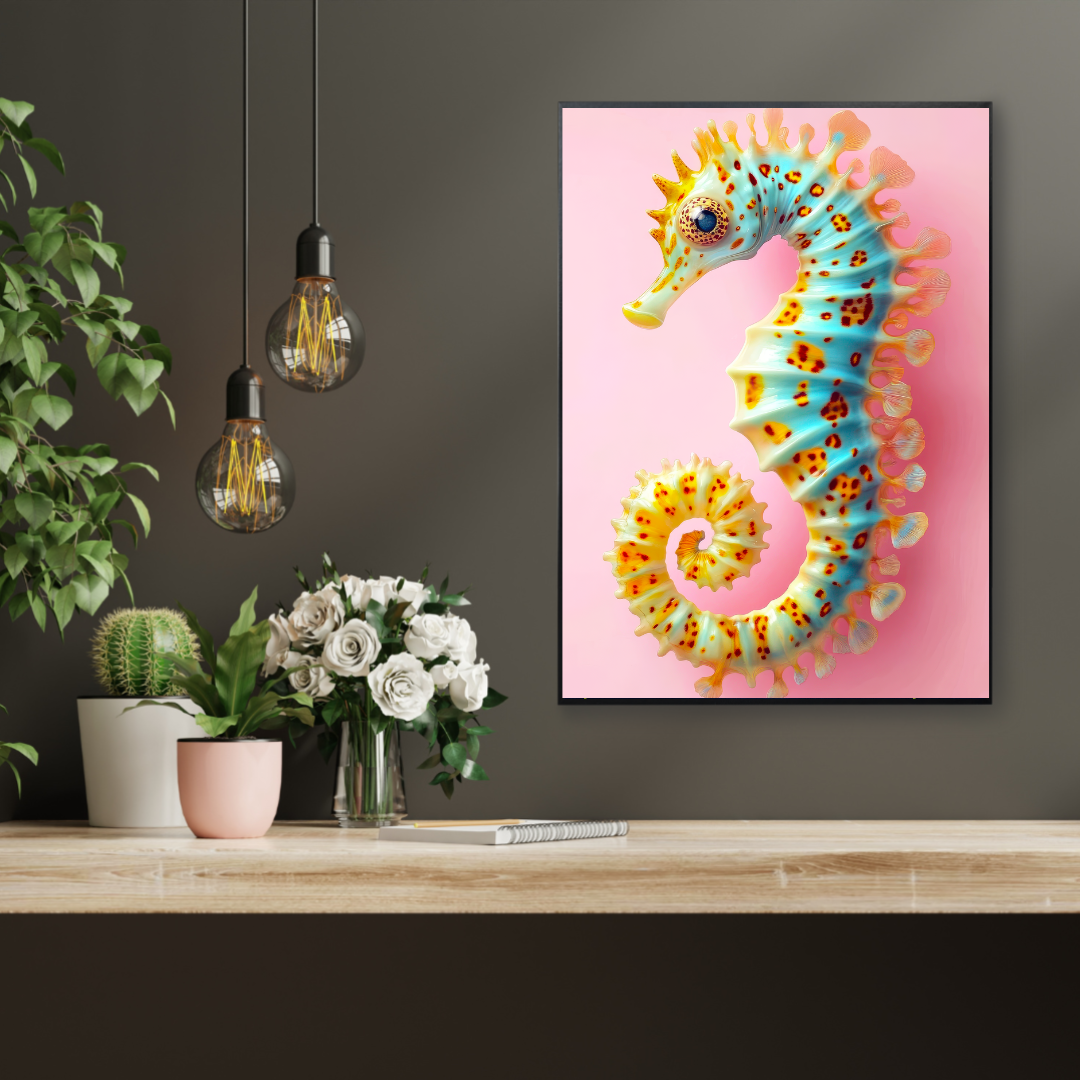 Leopard Print Seahorse Wall Art – Playful Coastal Decor
