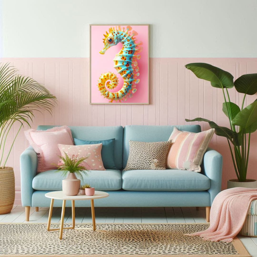 Leopard Print Seahorse Wall Art – Playful Coastal Decor