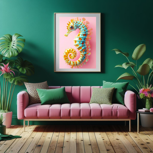 Leopard Print Seahorse Wall Art – Playful Coastal Decor