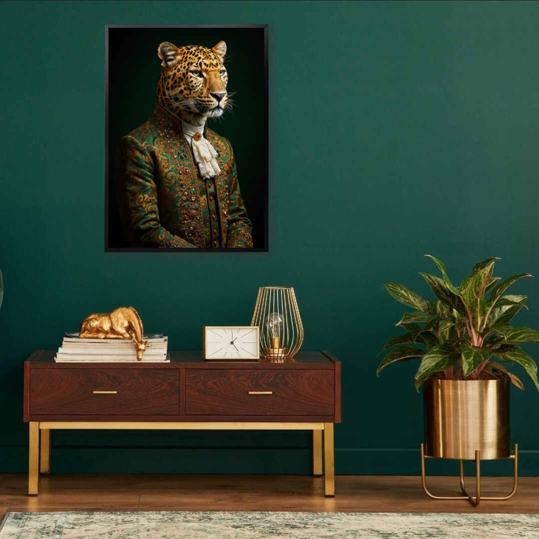 Aristocratic Leopard – Luxe Maximalist Portrait Print