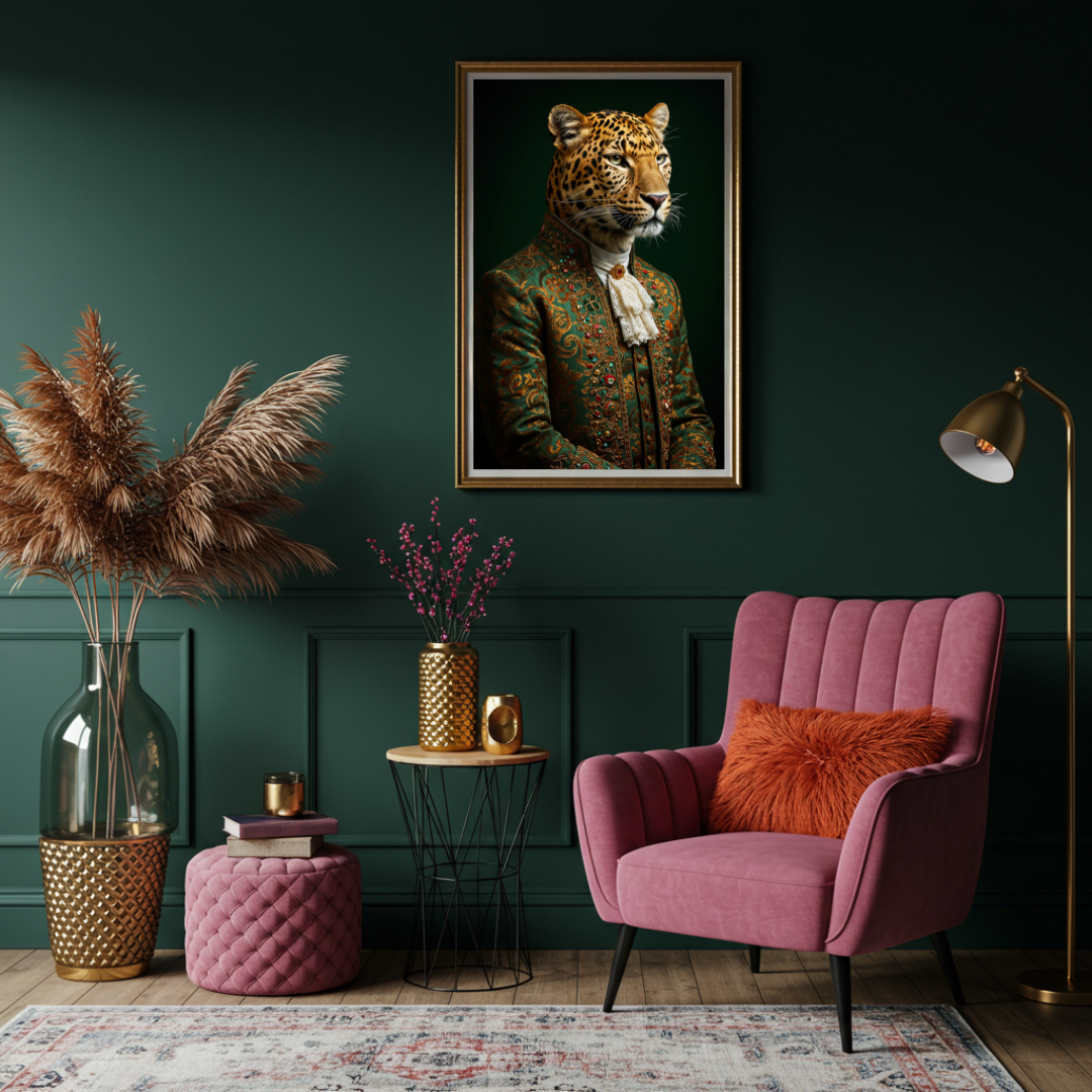 Aristocratic Leopard – Luxe Maximalist Portrait Print