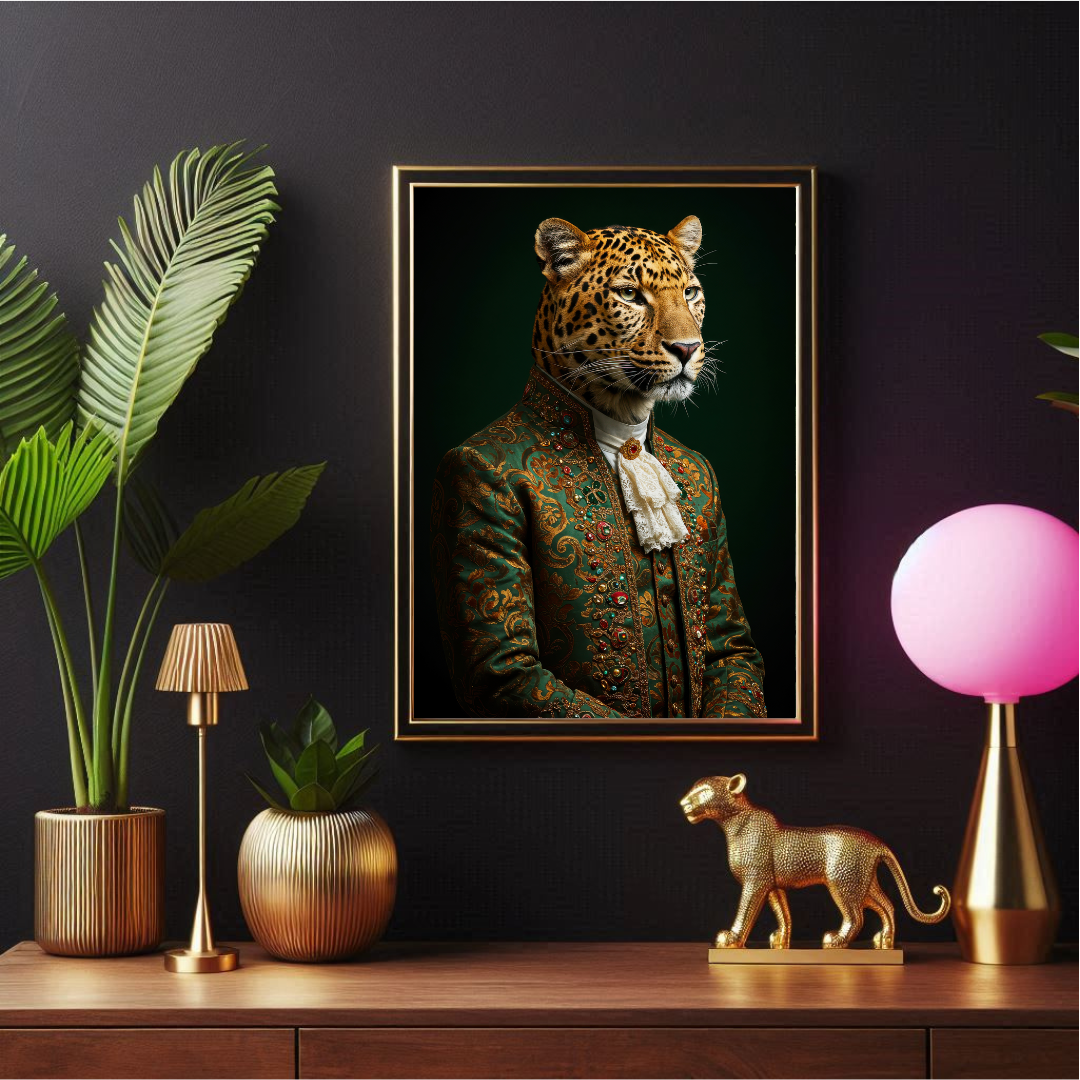Aristocratic Leopard – Luxe Maximalist Portrait Print