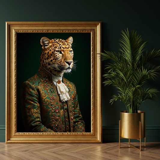 Aristocratic Leopard – Luxe Maximalist Portrait Print