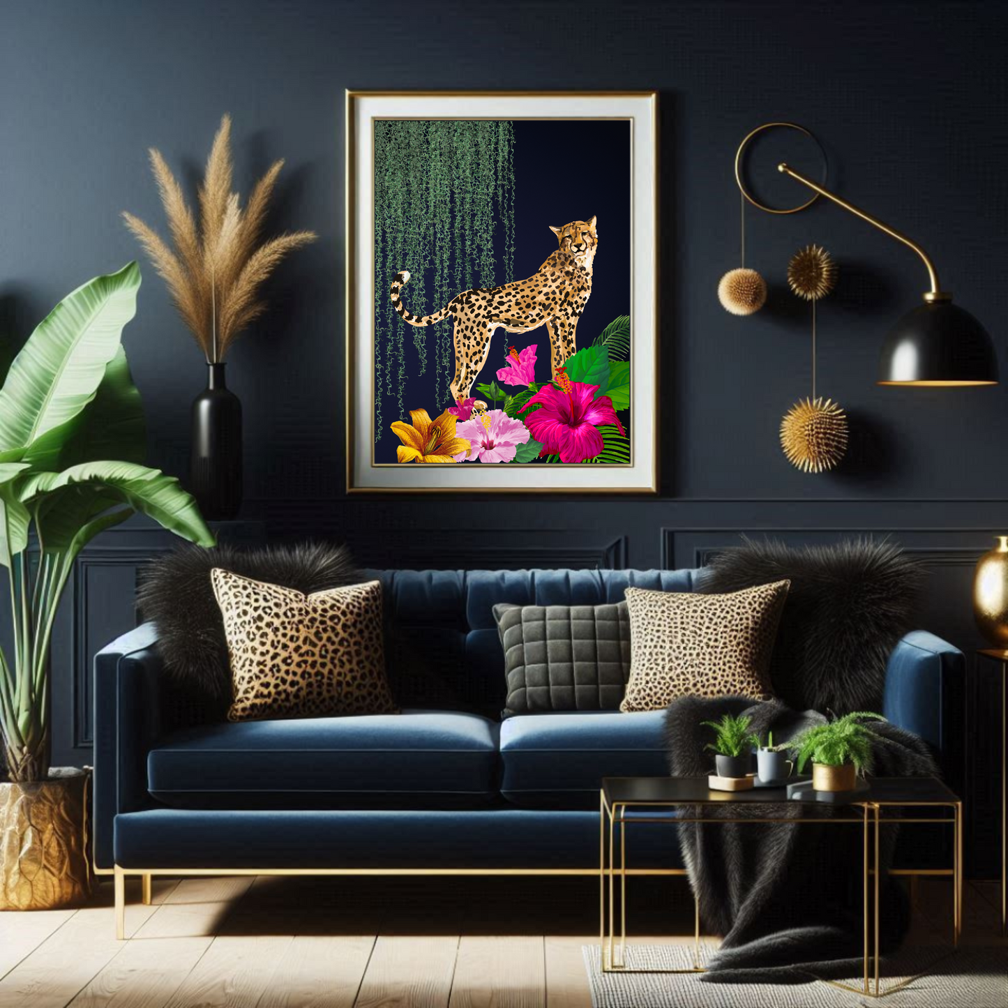 Jungle Luxe – Majestic Leopard Maximalist Wall Art