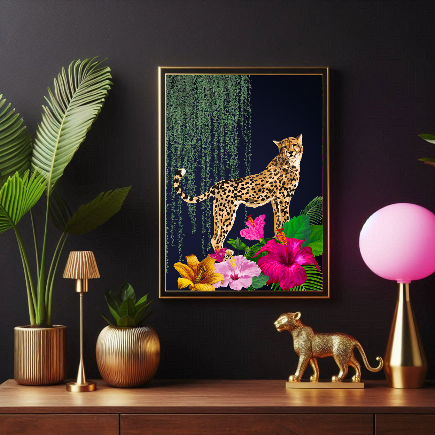 Jungle Luxe – Majestic Leopard Maximalist Wall Art