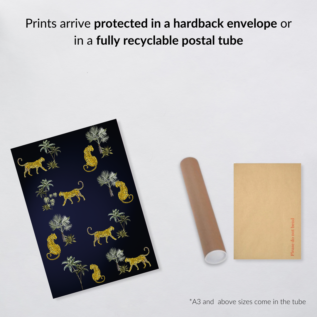 Leopards on Dark Blue – Luxe Jungle Statement Print