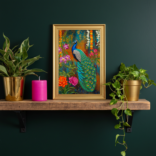 Regal Peacock in Bloom – Luxe Maximalist Print