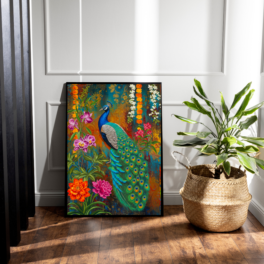 Regal Peacock in Bloom – Luxe Maximalist Print