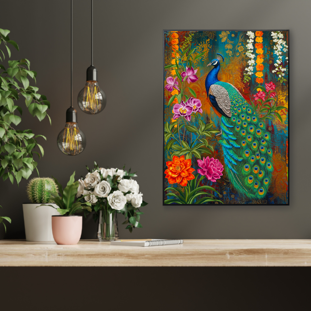 Regal Peacock in Bloom – Luxe Maximalist Print