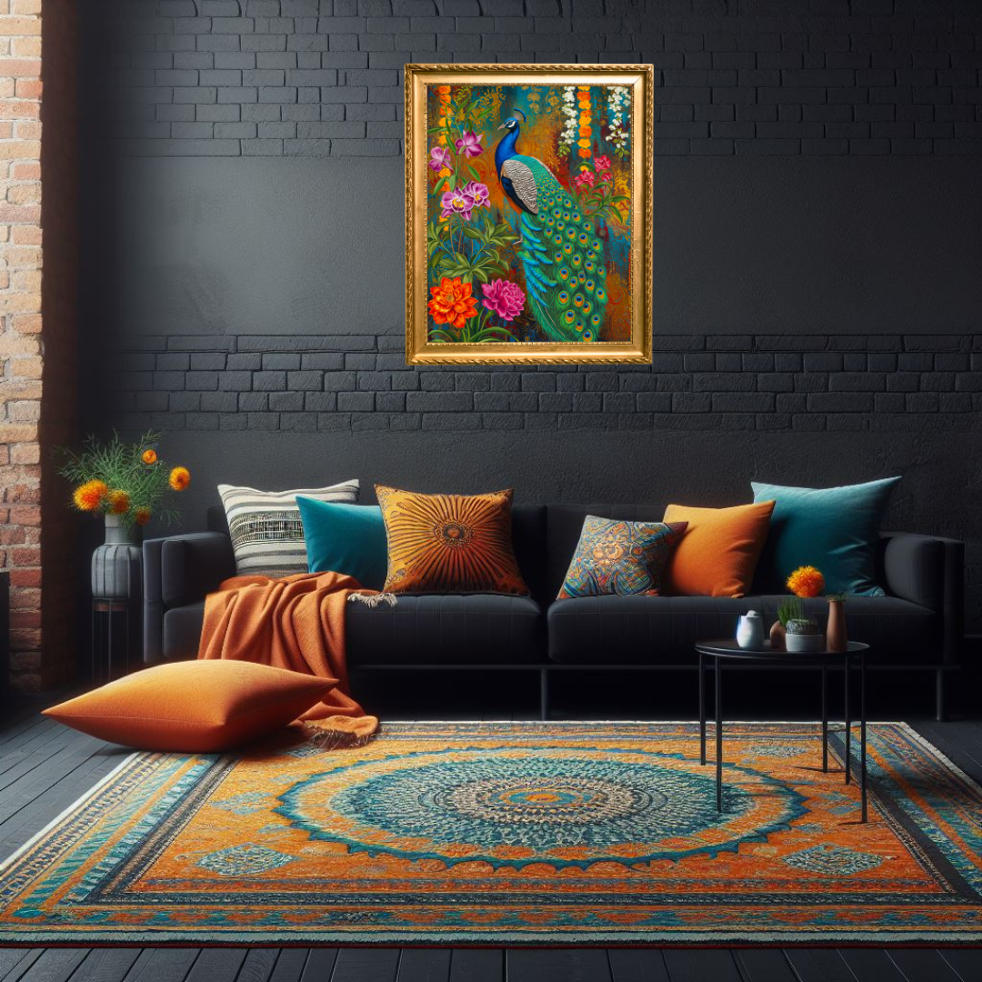 Regal Peacock in Bloom – Luxe Maximalist Print
