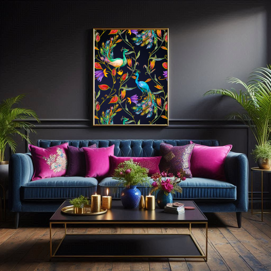 Maximalist Bright Peacock Exotic Wall Print