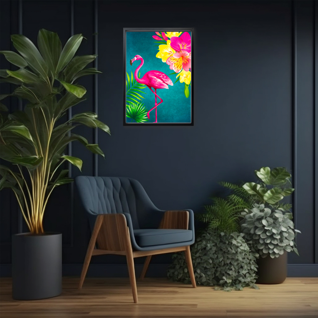 Teal Tropical Flamingo Print – Vibrant Maximalist Elegance