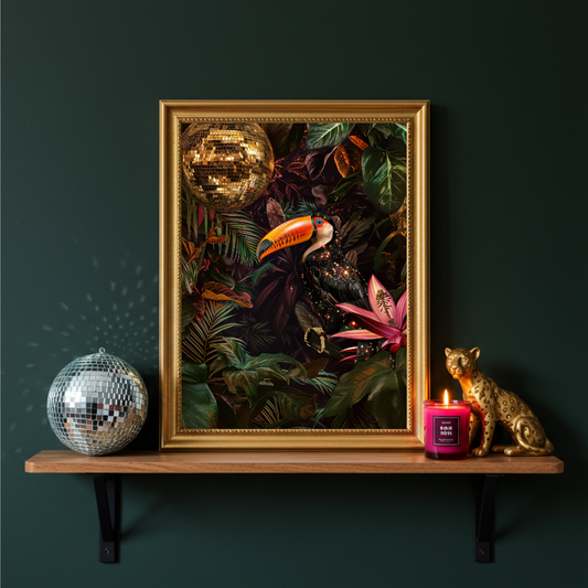 Glitter Toucan Disco Print – Jungle Party Wall Art
