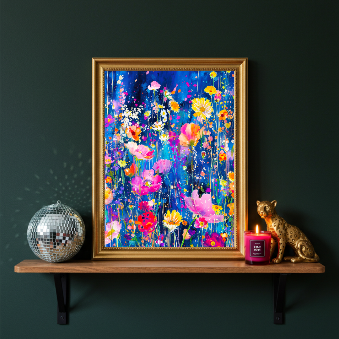 Electric Bloom – Watercolour Floral Print