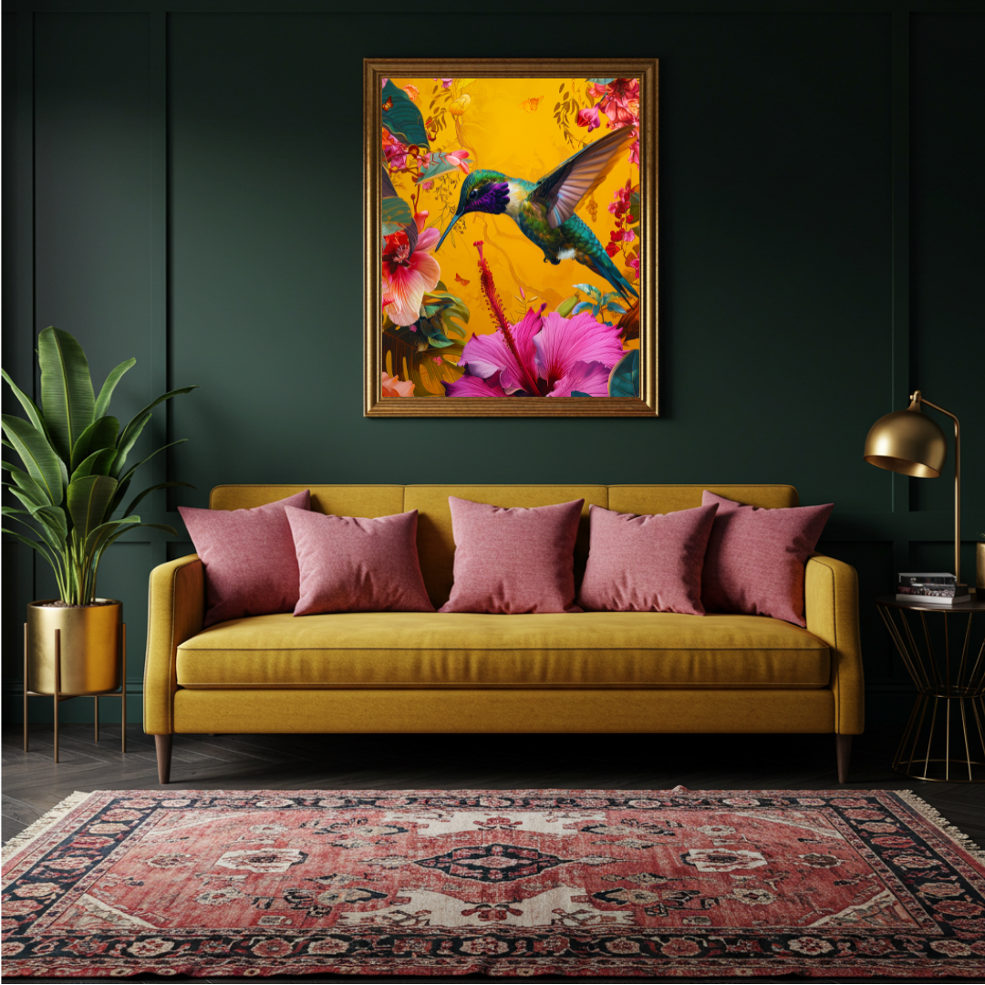 Tropical Flight – Vibrant Hummingbird & Hibiscus Print