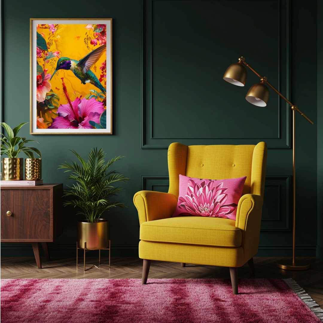 Tropical Flight – Vibrant Hummingbird & Hibiscus Print