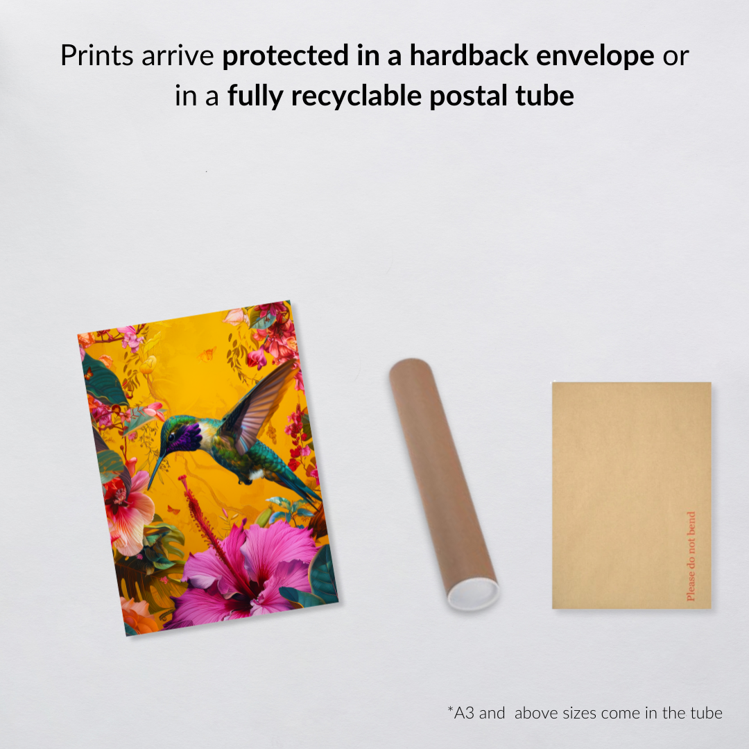 Tropical Flight – Vibrant Hummingbird & Hibiscus Print