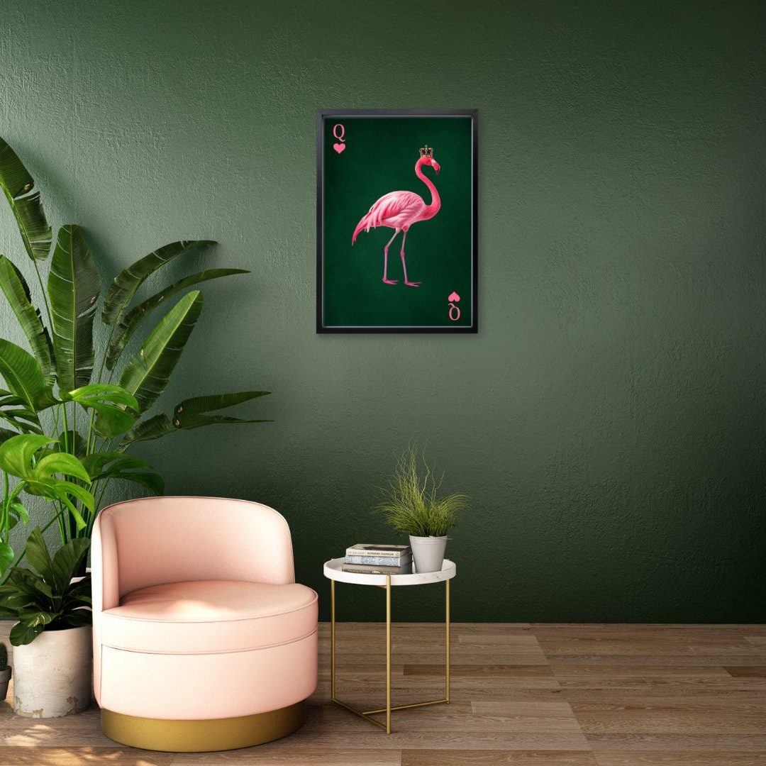 Flamingo Queen of Hearts – Tropical Luxe Maximalist Print