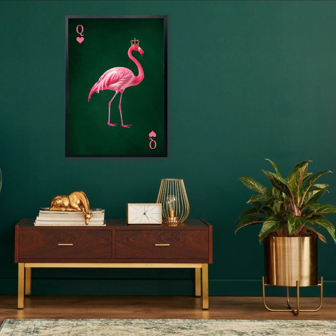 Flamingo Queen of Hearts – Tropical Luxe Maximalist Print