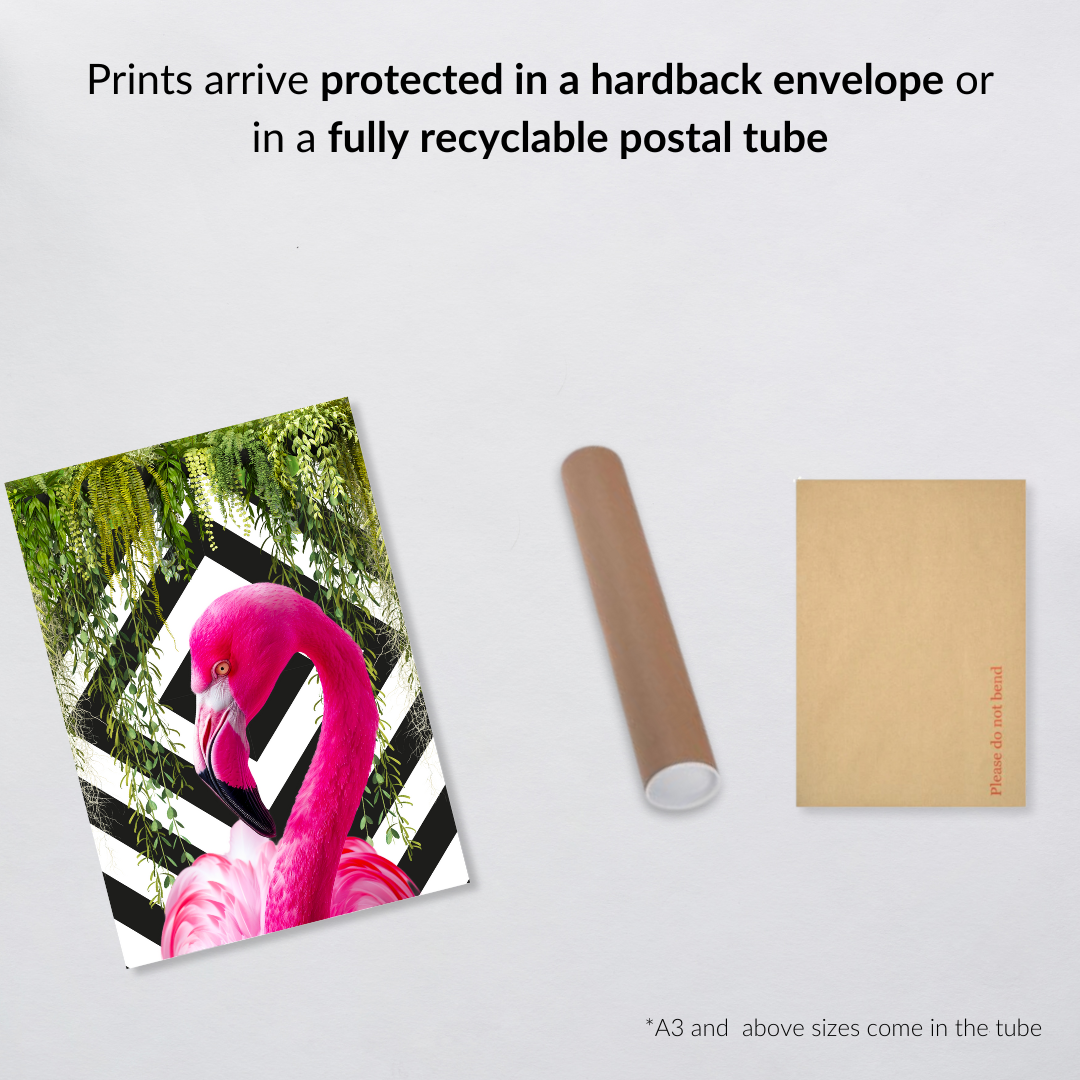 Tropical Icon – Flamingo on Monochrome Wall Art