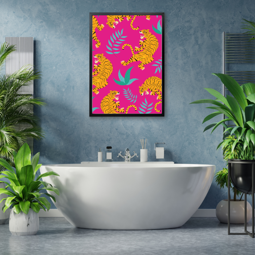Hot Pink Jungle – Bold Tiger Print Wall Art