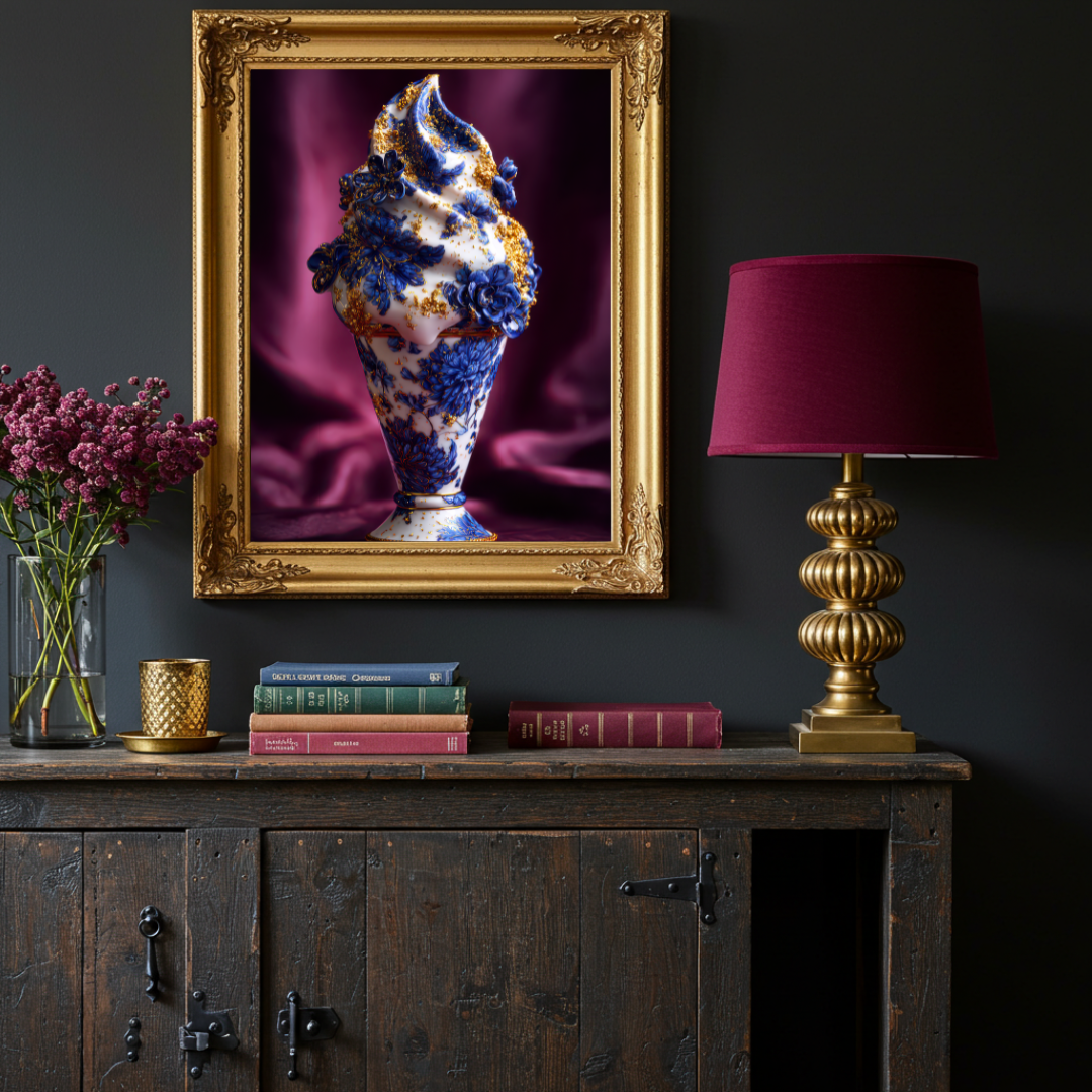 Chinoiserie Ice Cream Print – Maximalist Dessert Wall Art