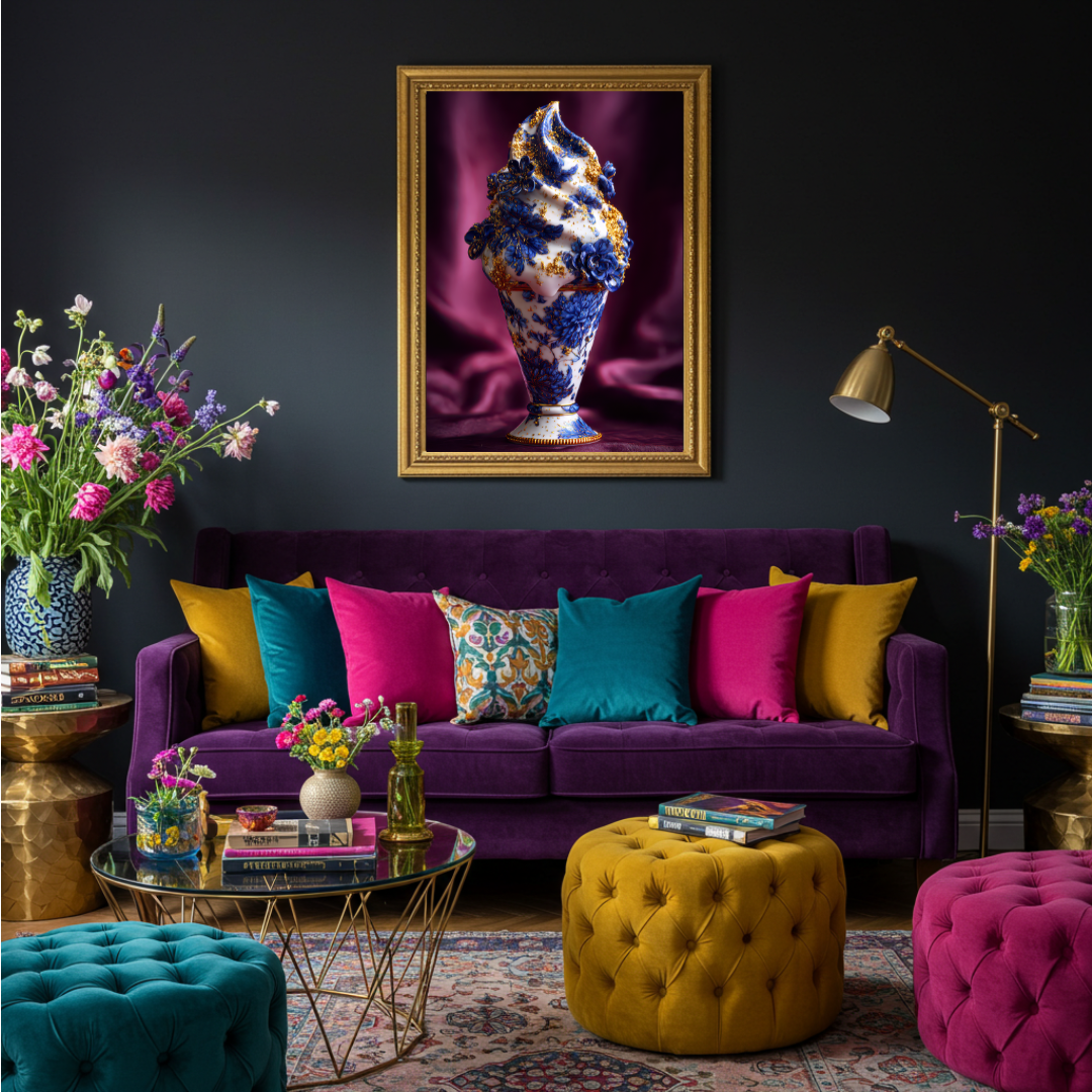 Chinoiserie Ice Cream Print – Maximalist Dessert Wall Art