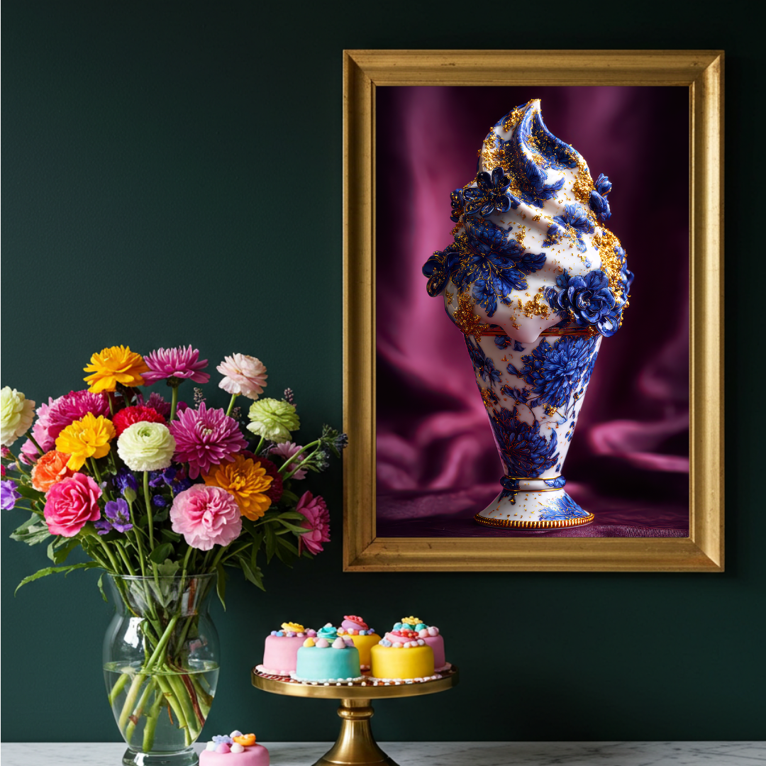 Chinoiserie Ice Cream Print – Maximalist Dessert Wall Art