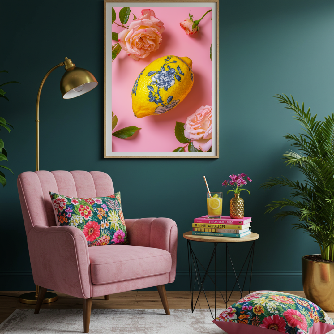 Chinoiserie Lemon – Maximalist Fruit & Floral Wall Art