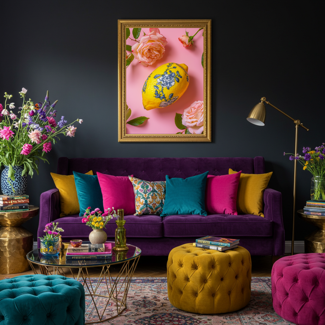 Chinoiserie Lemon – Maximalist Fruit & Floral Wall Art