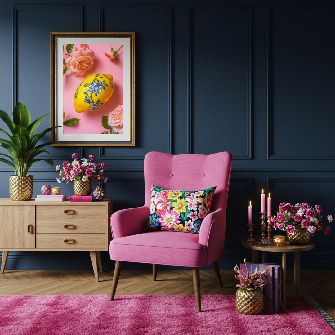 Chinoiserie Lemon – Maximalist Fruit & Floral Wall Art