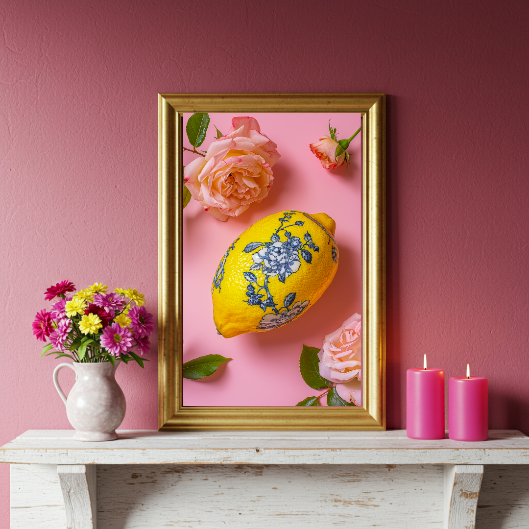Chinoiserie Lemon – Maximalist Fruit & Floral Wall Art