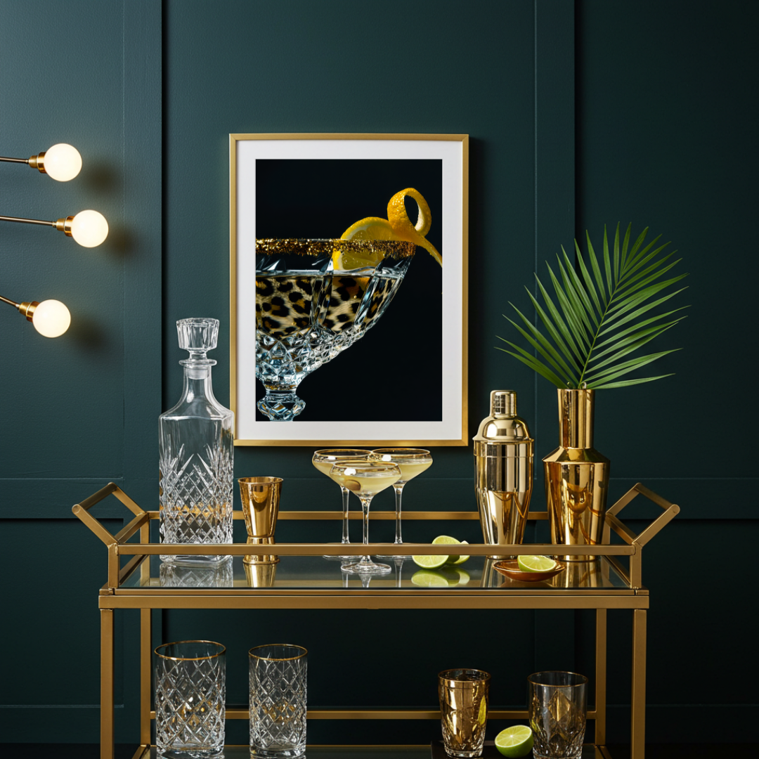 Martini Twist – Luxe Leopard Cocktail Wall Art