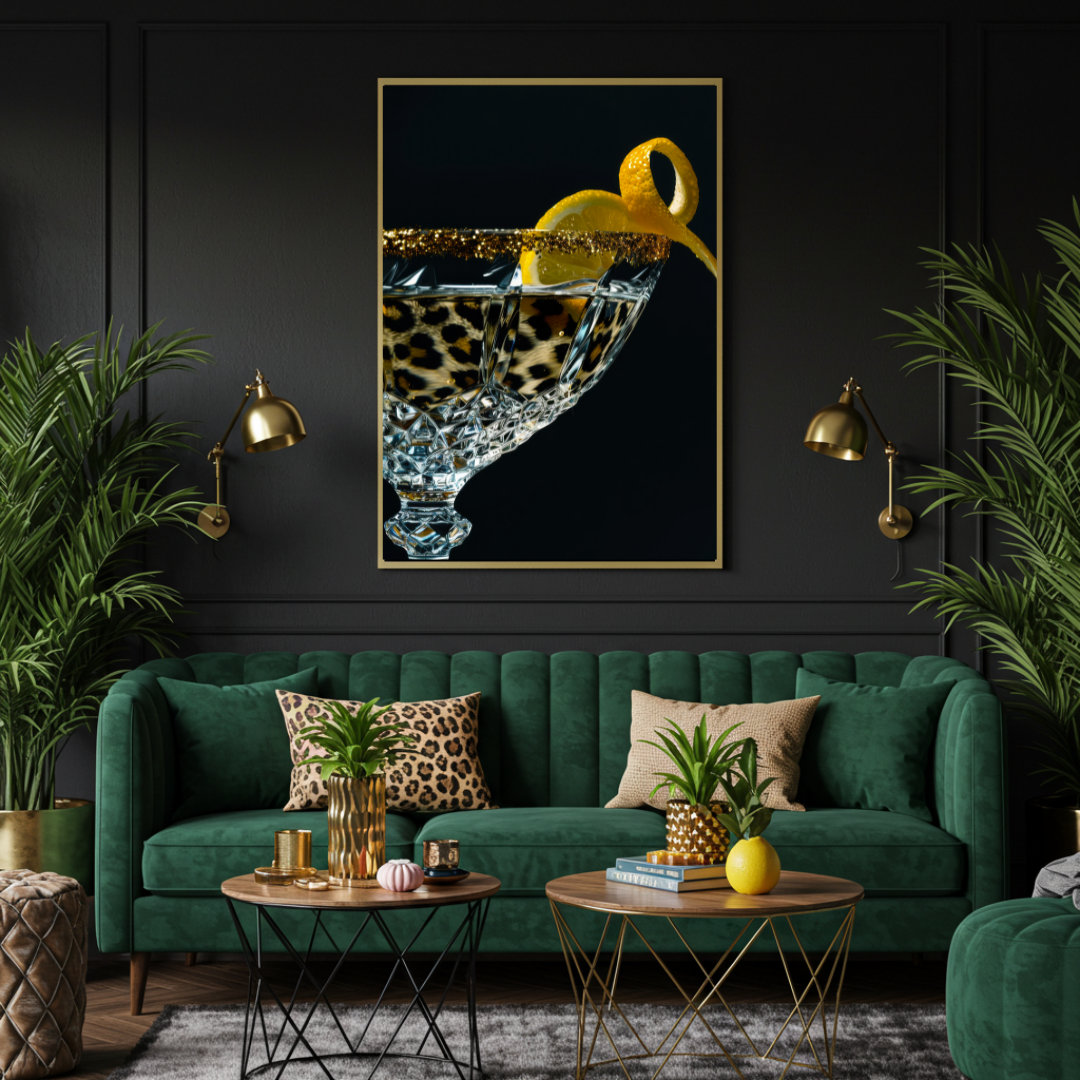 Martini Twist – Luxe Leopard Cocktail Wall Art