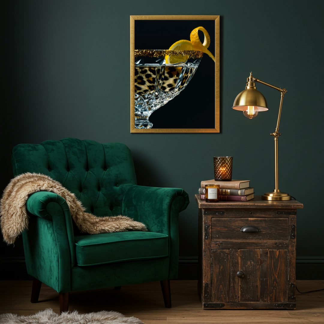 Martini Twist – Luxe Leopard Cocktail Wall Art