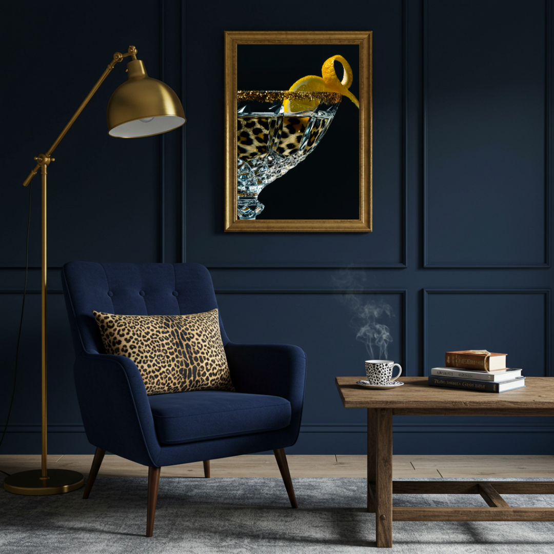 Martini Twist – Luxe Leopard Cocktail Wall Art