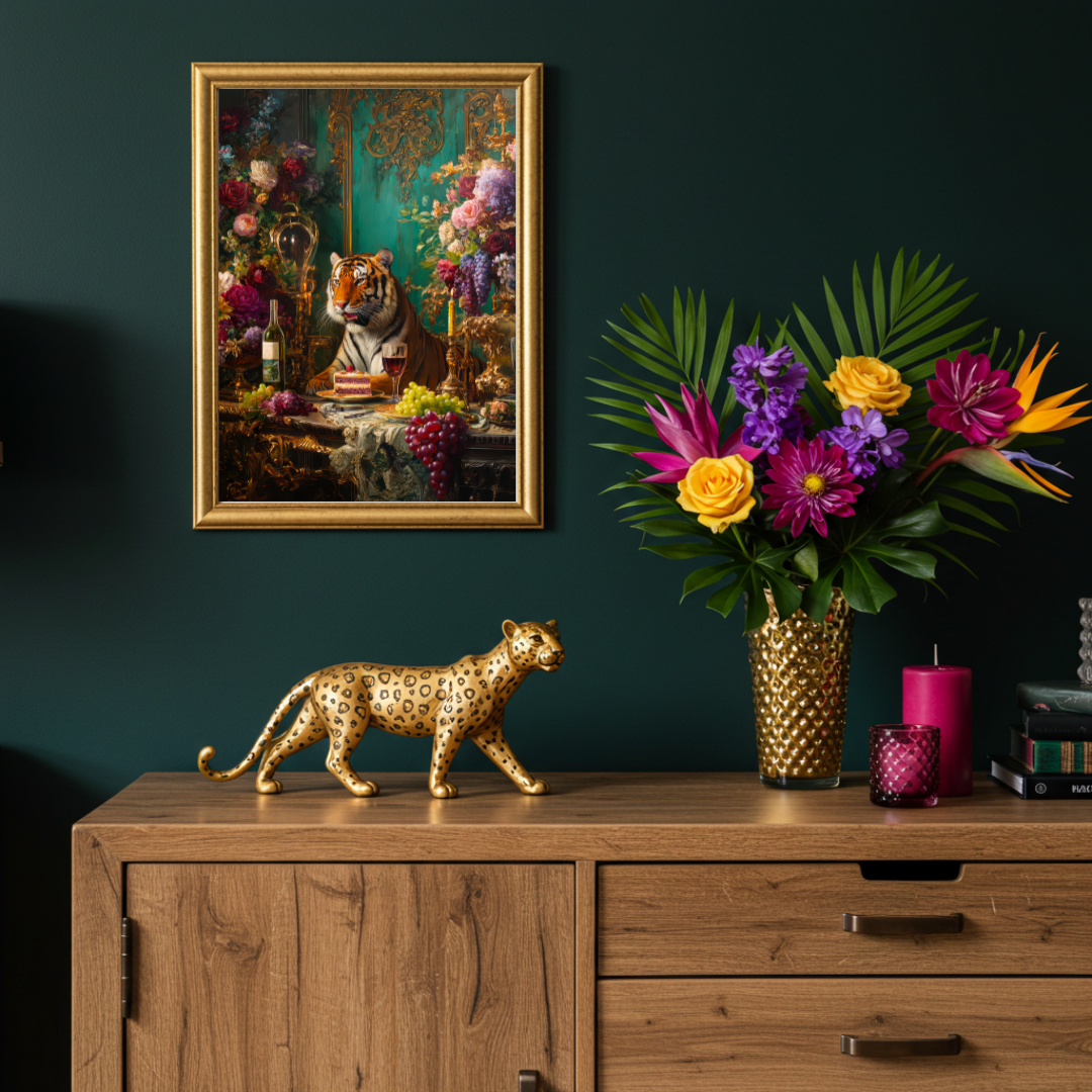 Tiger Banquet Wall Art – Maximalist Animal Print