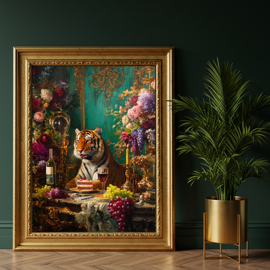 Tiger Banquet Wall Art – Maximalist Animal Print