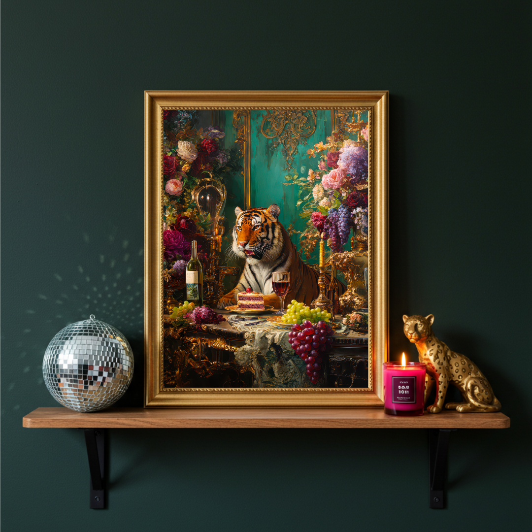 Tiger Banquet Wall Art – Maximalist Animal Print