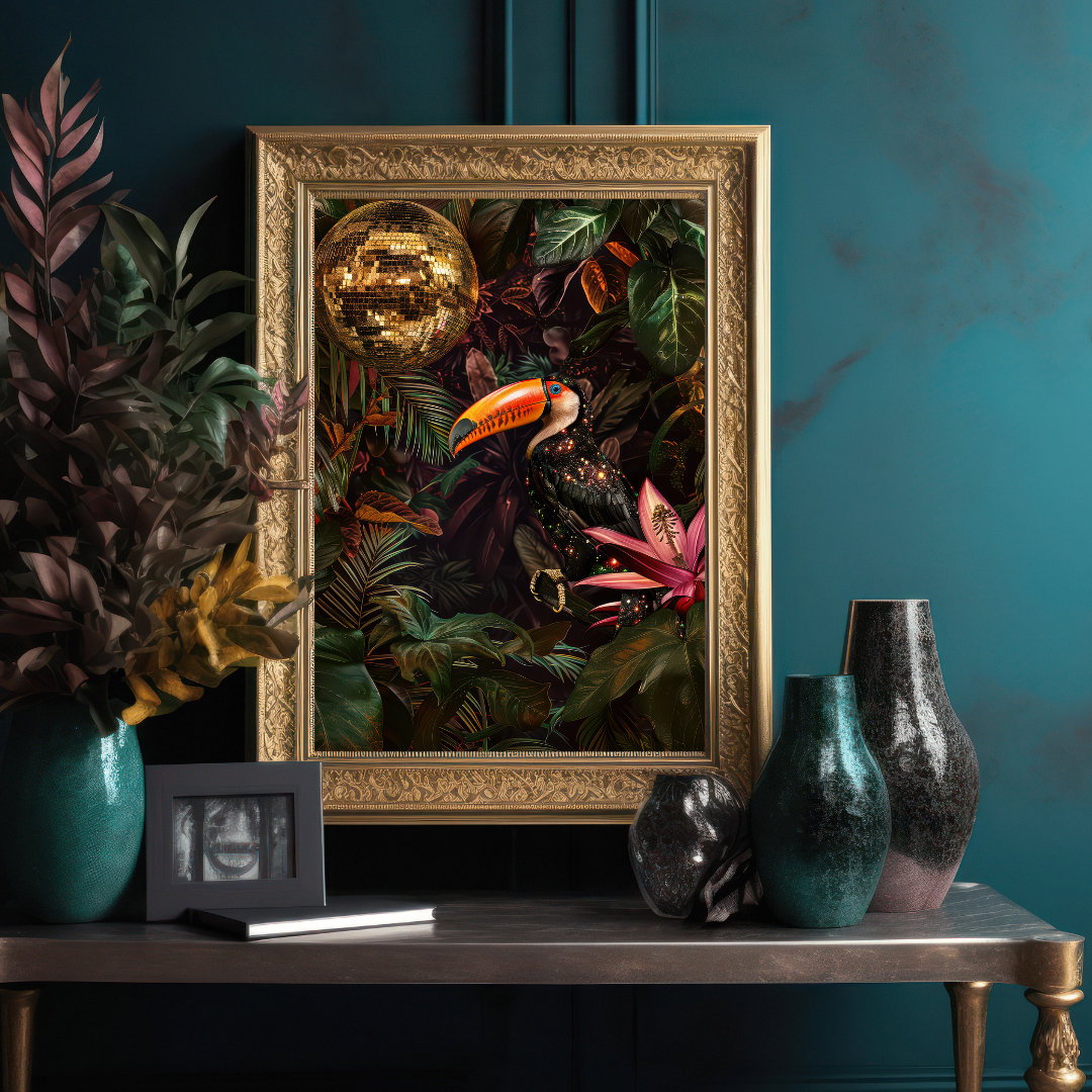 Glitter Toucan Disco Print – Jungle Party Wall Art