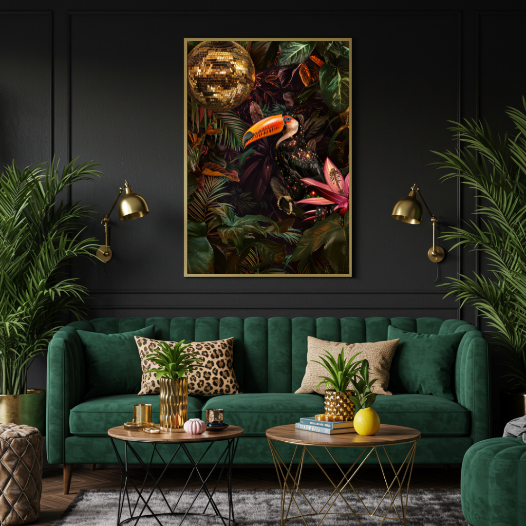 Glitter Toucan Disco Print – Jungle Party Wall Art