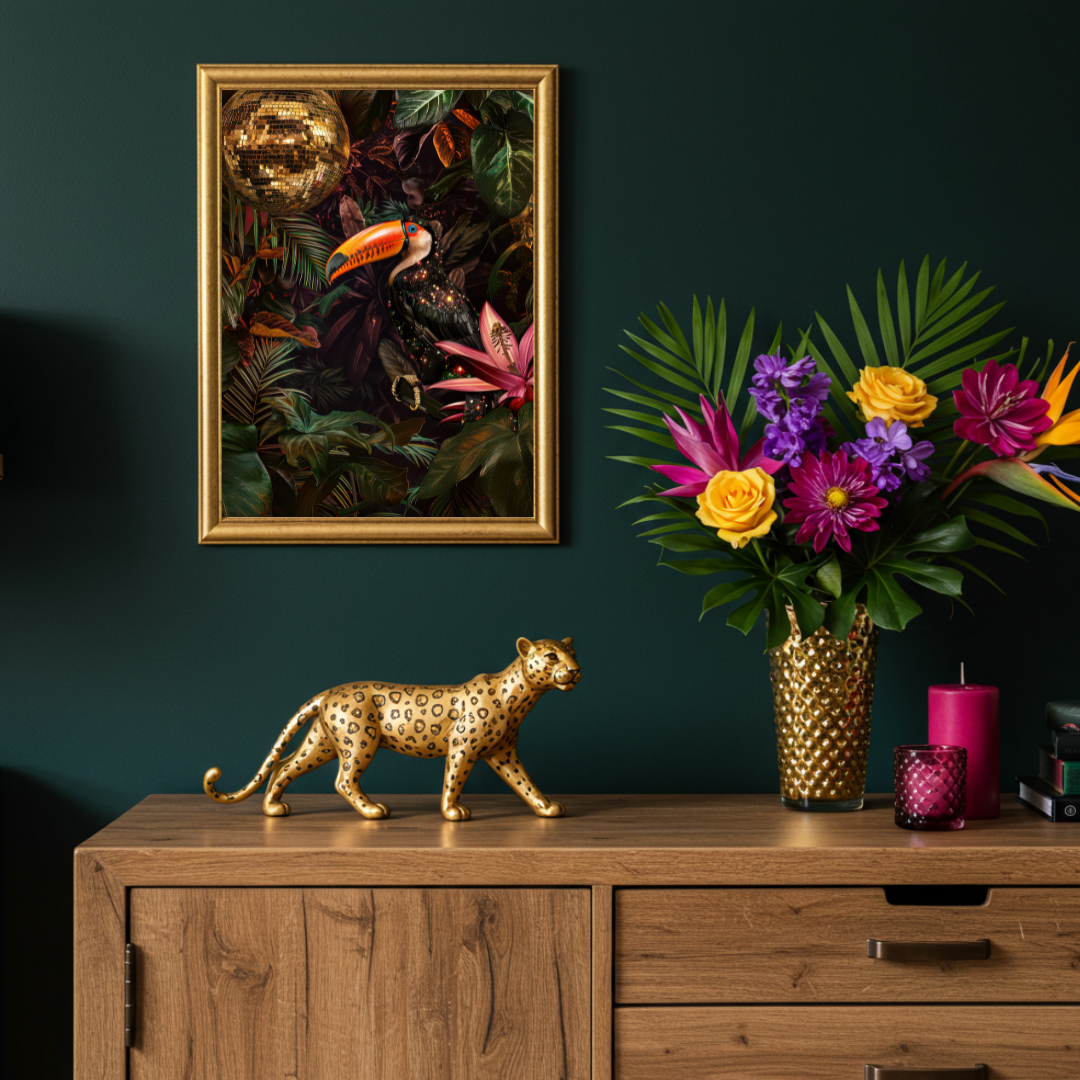 Glitter Toucan Disco Print – Jungle Party Wall Art