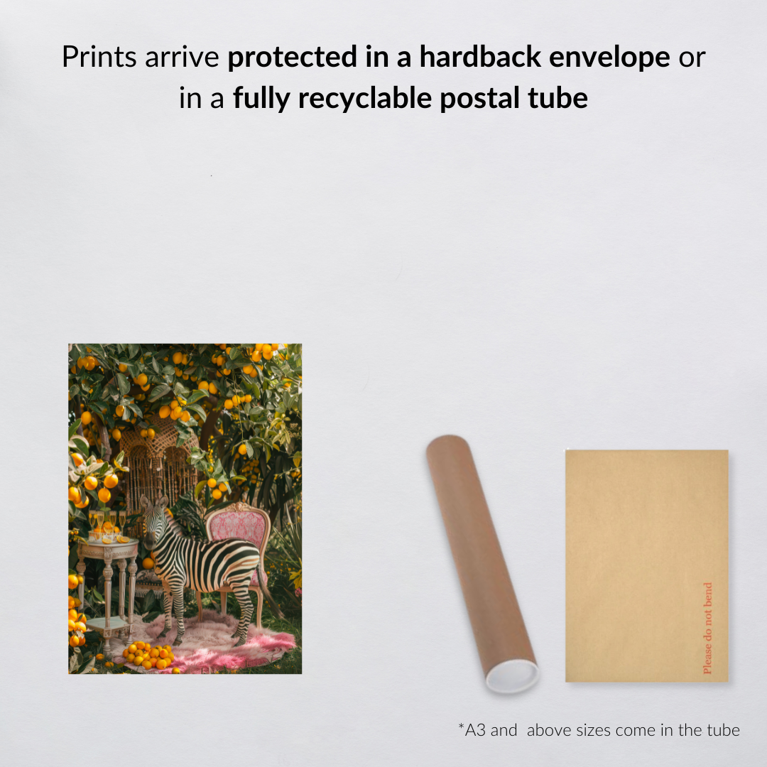 Zebra Lemon Grove Print – Maximalist Animal Wall Art